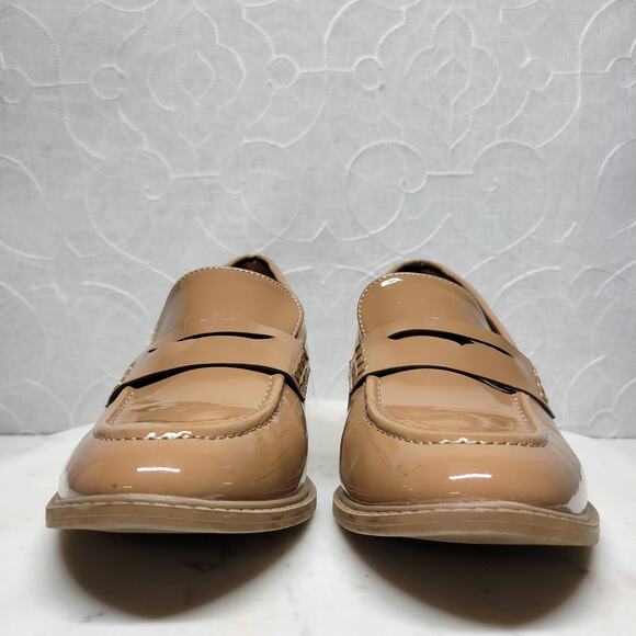 Jones New‎ York Cabeela Loafers Womens 10 Tan Faux Patent Leather Chunky Heels - Picture 13 of 16